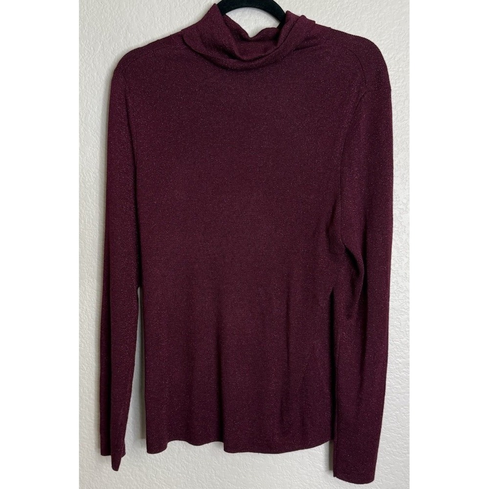 Talbots RSVP Womens XL Sparkly Burgundy Sweater Top‎ Mock Neck Preppy Holiday